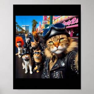 Lustige Biker-Katzen Gangster-Katzen Straßen-Motor Poster
