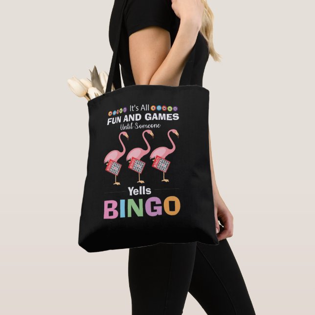 lustige Bingo rosa Flamingo Wortart Tasche (Von Nahem)