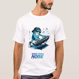 Lustige blaue Tastaturspieler-Figur Musik T-Shirt
