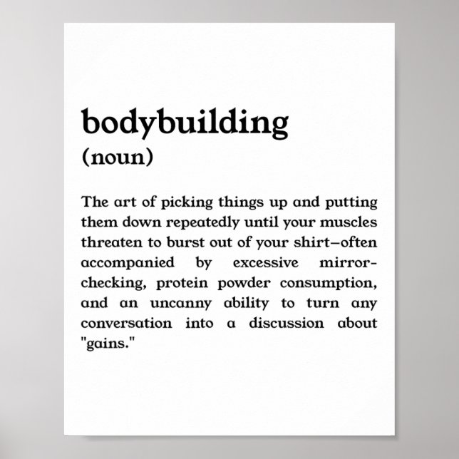 Lustige Bodybuilding-Definition  Poster (Vorne)