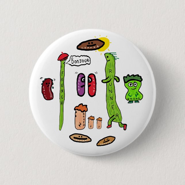 Lustige Bohnen-Wortspiele Button (Vorderseite)