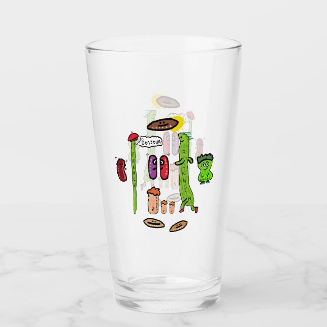 Lustige Bohnen-Wortspiele Glas (Vorderseite)