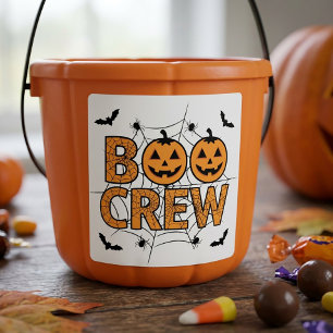 Lustige Boo-Crew Grusel-Kürbis Halloween-Party Quadratischer Aufkleber