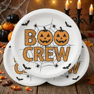 Lustige Boo-Crew Gruseliger Kürbis Halloween-Party Pappteller