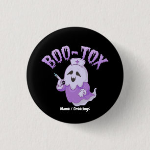 Lustige Boo-Tox-Krankenschwester-Geist-Halloween-M Button