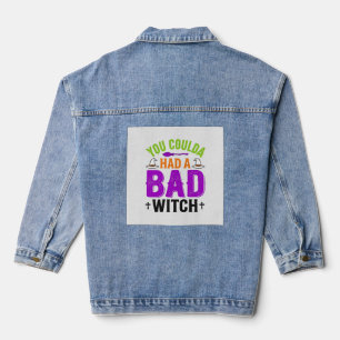 Lustige Böse Hexe Halloween Zitat Vektor Design_1 Jeansjacke