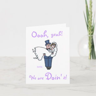 Lustige Braut und Bräutigam Cartoon Hochzeit Einladung