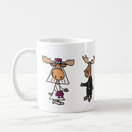 Lustige Braut-und Bräutigam-Elch-Hochzeit Kaffeetasse