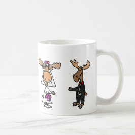 Lustige Braut-und Bräutigam-Elch-Hochzeit Kaffeetasse