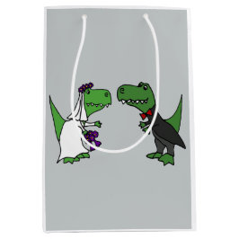 Lustige Braut und Bräutigam T-rex Mittlere Geschenktüte