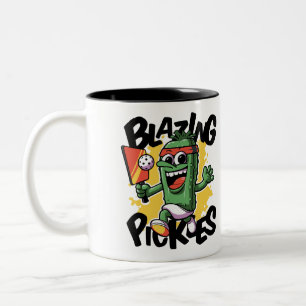 Lustige brennende Gurken Pickleball Zweifarbige Tasse