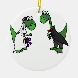 Lustige Brontosaurus-Hochzeits-Kunst Keramikornament