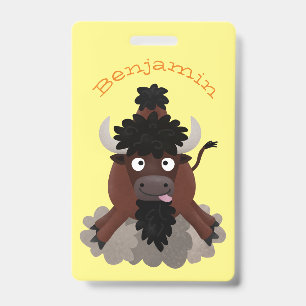 Lustige Büffel-Bison-Cartoon-Illustration Ausweis