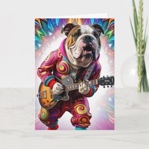 Lustige Bulldog Rockstar Karte