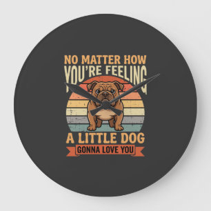 Lustige Bulldogge Liebeszitat Retro Hund Große Wanduhr