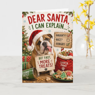 Lustige Bulldoggen-Weihnachtskarte – Lieber Santa Karte