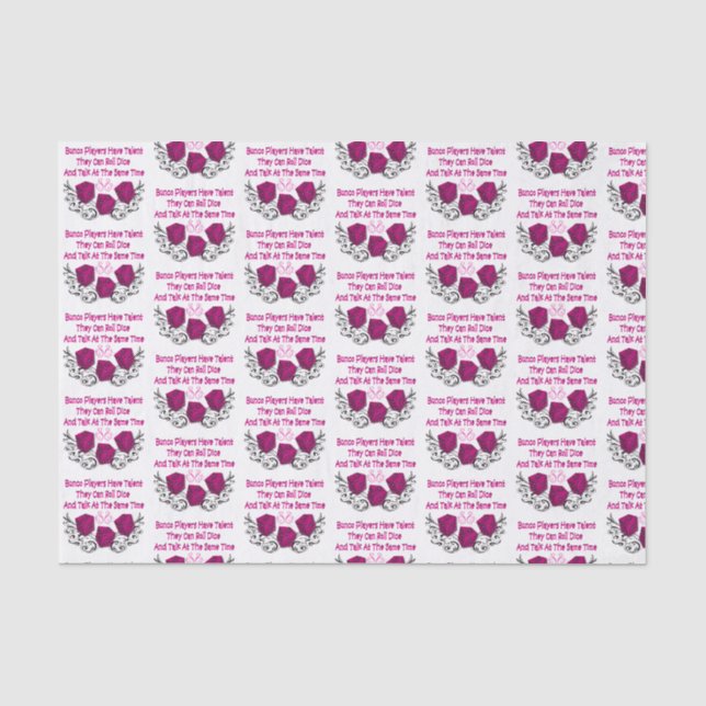 Lustige Bunco Spieler-Rosa-Würfel Seidenpapier (Vorderseite)