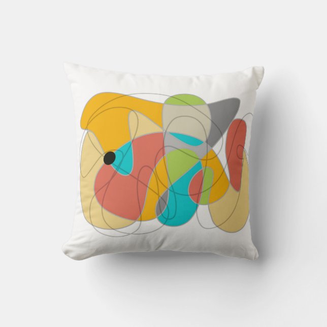 lustige bunt abstrakte Kunst boho orange türkis Kissen (Vorderseite)