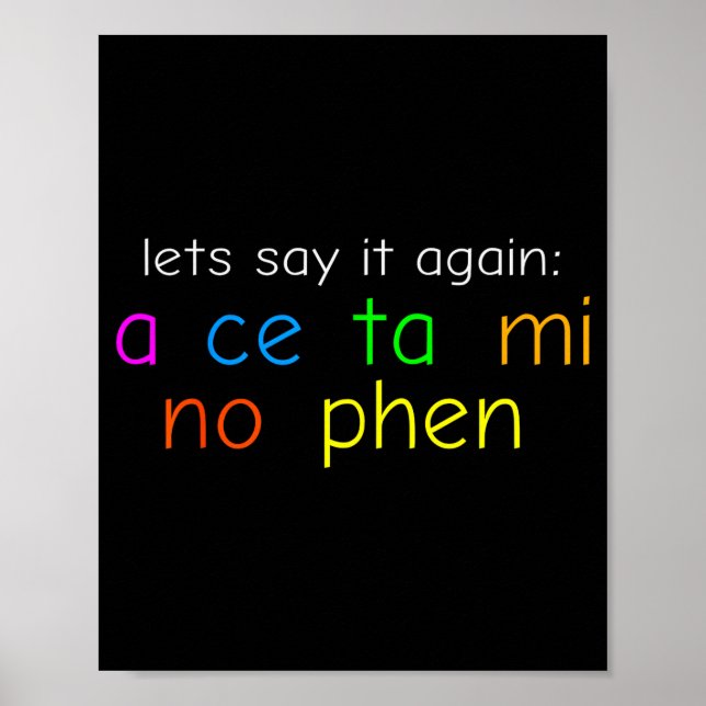 Lustige Bunte Acetaminophen Aussprache Lustig  Poster (Vorne)