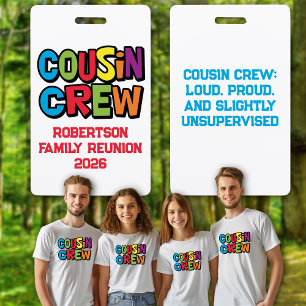 Lustige Bunte Cousin-Crew-Familientreffen Ausweis