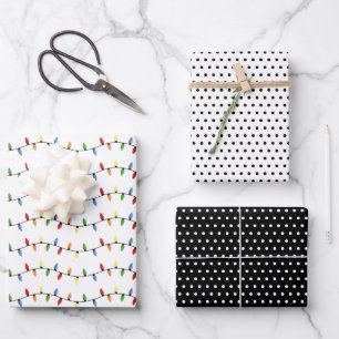 Lustige bunte festliche Party-Lichterkette Muster Geschenkpapier Set
