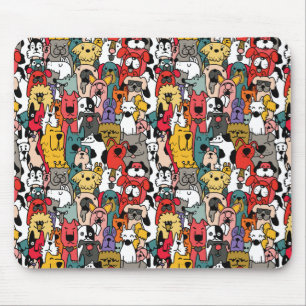 Lustige bunte Hunde Mousepad