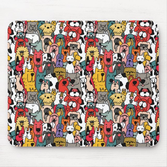 Lustige bunte Hunde Mousepad (Vorne)