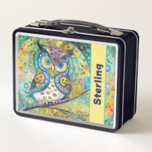 Lustige bunte Klimt-Eule Kinder individuell