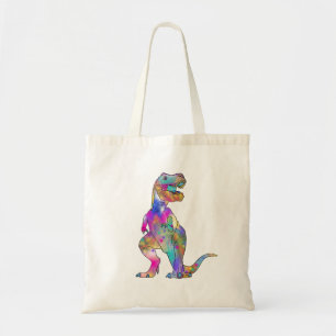 Lustige bunte psychedelische Dinosaurier-Kunst T Tragetasche