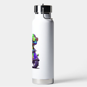 Lustige Bunte Schildkröte Auf Einem Roller Kopie Trinkflasche