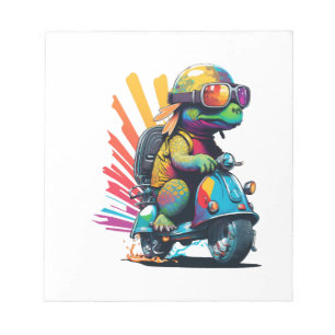 Lustige Bunte Schildkröte Auf Einem Roller Notizblock