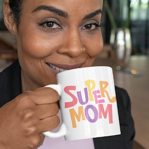 Lustige bunte Super-Mama-Wort-Kunst-Zitat Kaffeetasse