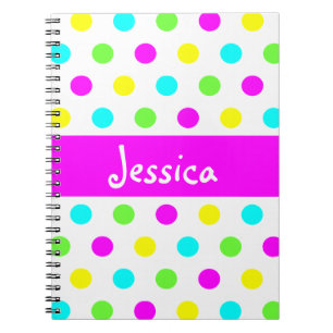 Lustige bunte Tupfen - Girly Namensnotizbuch Notizblock