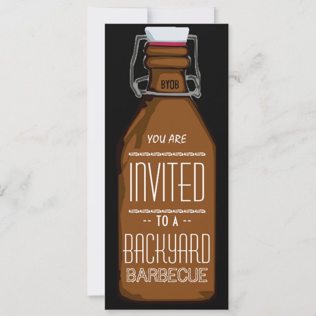 Lustige BYOB Bierflasche GRILLEN Party Einladung (Vorderseite)