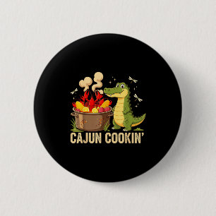 Lustige Cajun Louisiana-Kochkessel-Alligator-Fluss Button