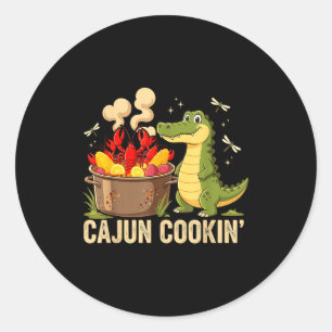 Lustige Cajun Louisiana-Kochkessel-Alligator-Fluss Runder Aufkleber