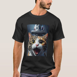 Lustige Calico-Katzen-Selfie mit Vakuum-Chase-Meme T-Shirt