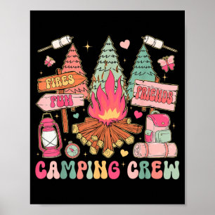 Lustige Camping-Crew Lagerfeuer passende Familie S Poster