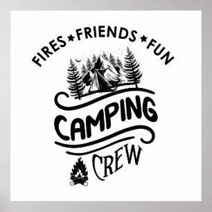 Lustige Camping-Crew-Slogan Camper-Freunde Poster