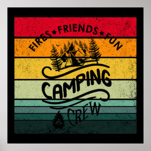 Lustige Camping-Crew-Slogan-Sprüche für Camper-Fre Poster