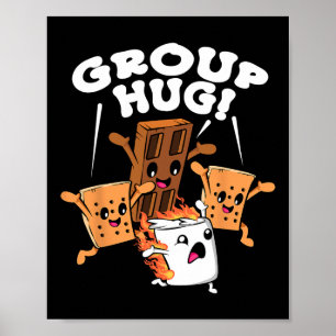 Lustige Camping-S'mores-Gruppenumarmung Marshmallo Poster