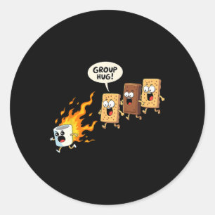 Lustige Camping-S'mores-Gruppenumarmung Süße S'mor Runder Aufkleber