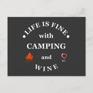 Lustige Camping- und Weinsprüche Postkarte