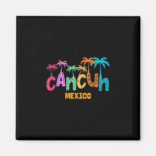 Lustige Cancun Mexico Palme Farbige Typografie Magnet