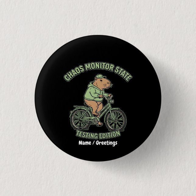 Lustige Capybara-Chaos-Monitor-State-Testing-Editi Button (Vorderseite)