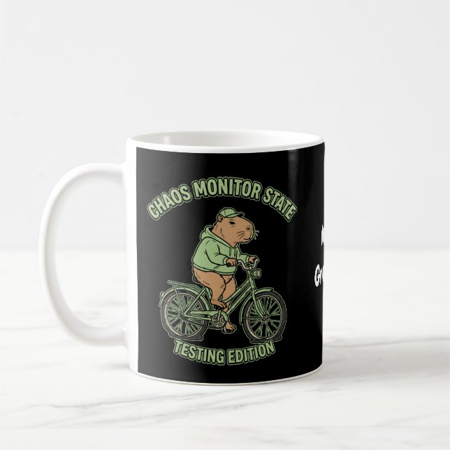 Lustige Capybara-Chaos-Monitor-State-Testing-Editi Kaffeetasse (Links)