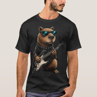 Lustige Capybara-Elektrogitarre-Humor-Mann T-Shirt