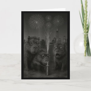 Lustige Capybara-Feuerwerk Frohes Neues Jahr  Karte