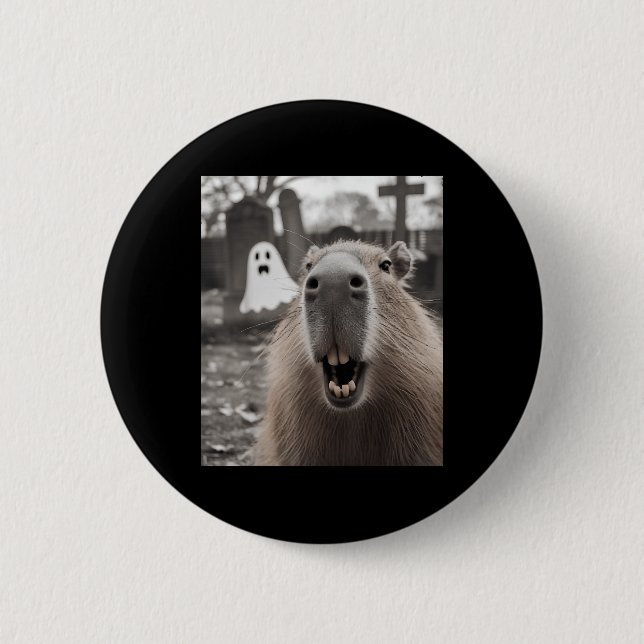 Lustige Capybara-Geist Halloween-Kostüm Capybara H Button (Vorderseite)