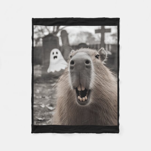 Lustige Capybara-Geist Halloween-Kostüm Capybara H Fleecedecke (Vorderseite)
